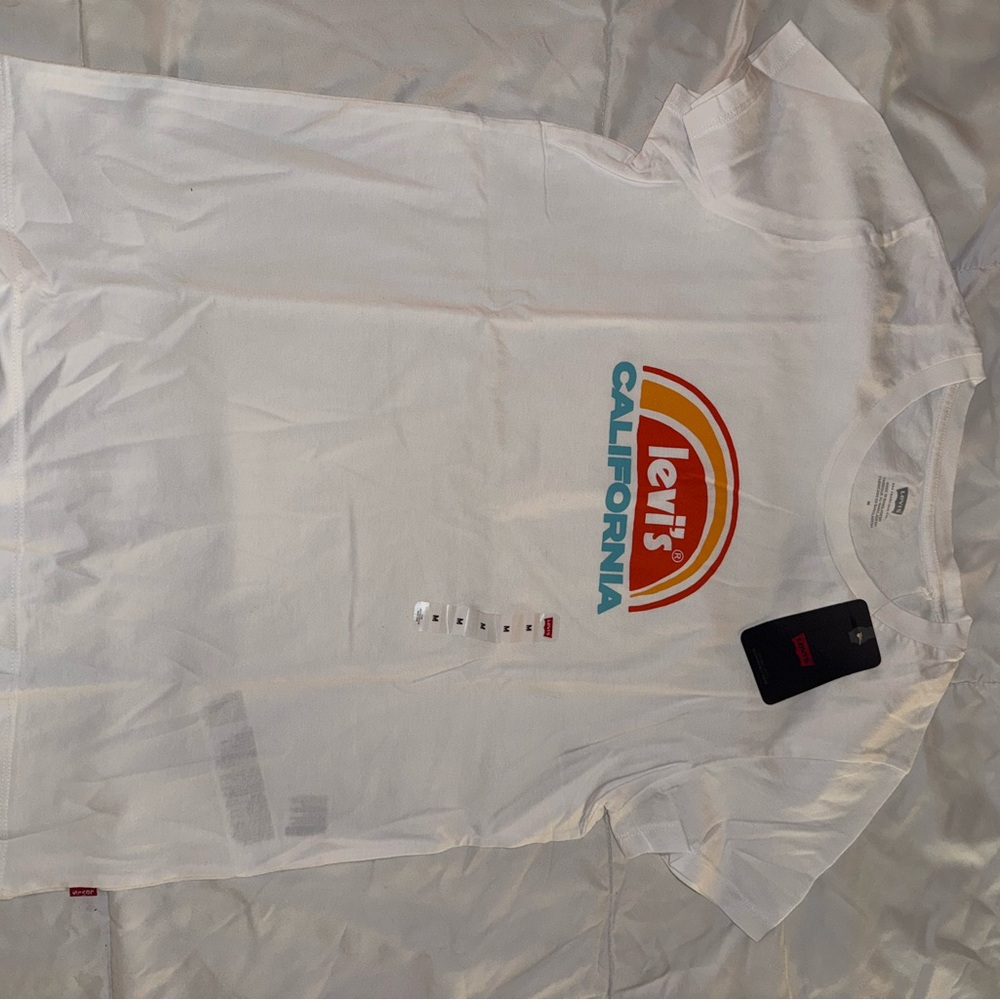 Levi's White T-Shirt with Red and Blue Graphic